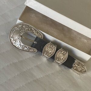 Sterling Silver Ranger Set - Belt Buckle, Two Keepers and Tip Made in Mexico